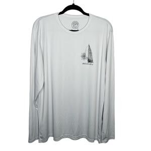 VAPOR APPAREL / off white wanderlust printed UPF 50+ long sleeve shirt / XL